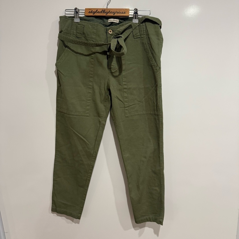 Ulla Johnson Green High Rise Paperbag Taper Pant